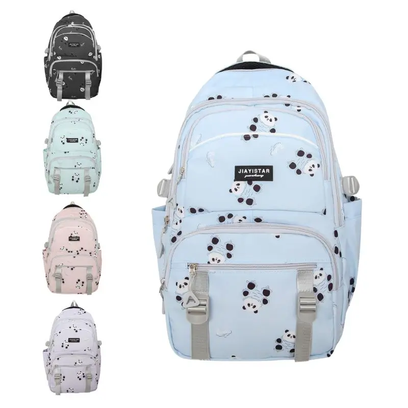 Panda Cute Middle School Student Bookbag Large Capacity Casual Waterproof Boys and Girls Schoolbag Laptop Backpack Bag