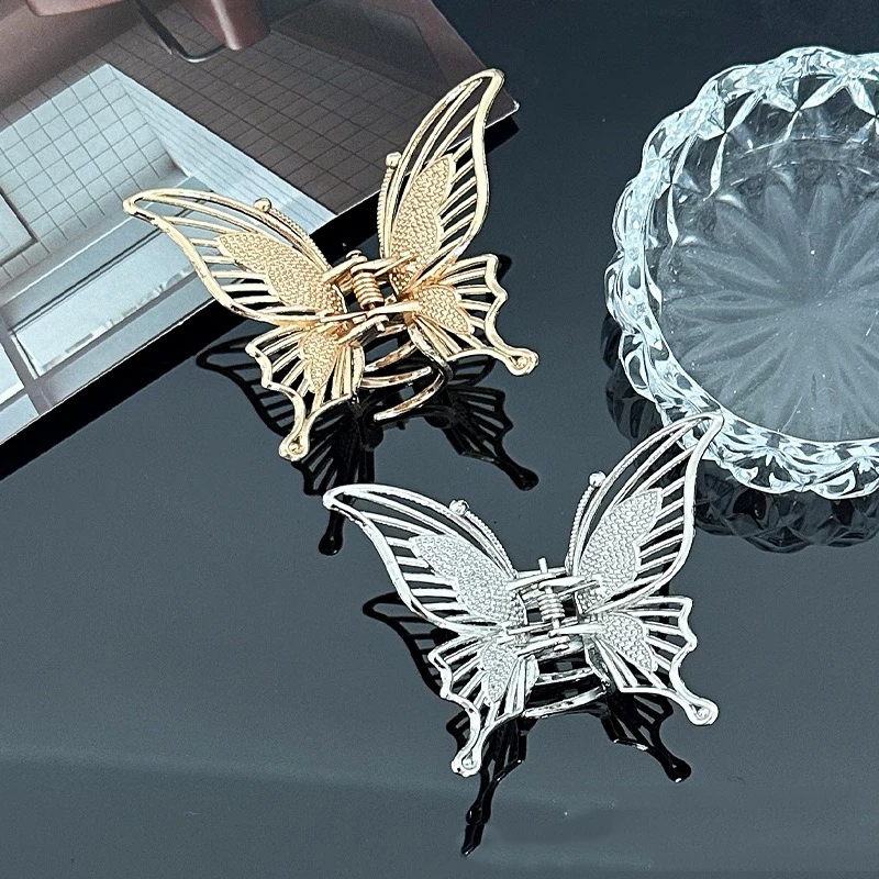 1 Stück exquisite elegante metallische Schmetterlings-Haarklammer, komplizierte Designs, perfekte Boho-Chic-Stile, täglicher skurriler Haarschmuck – Detail 4