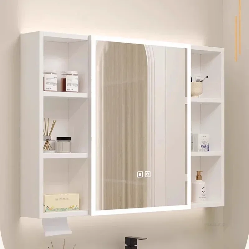 Modern Smart Bathroom Mirror Cabinet Space Aluminum Storage Rack High-definition Mirror Bathroom Wall-mounted Cabinets