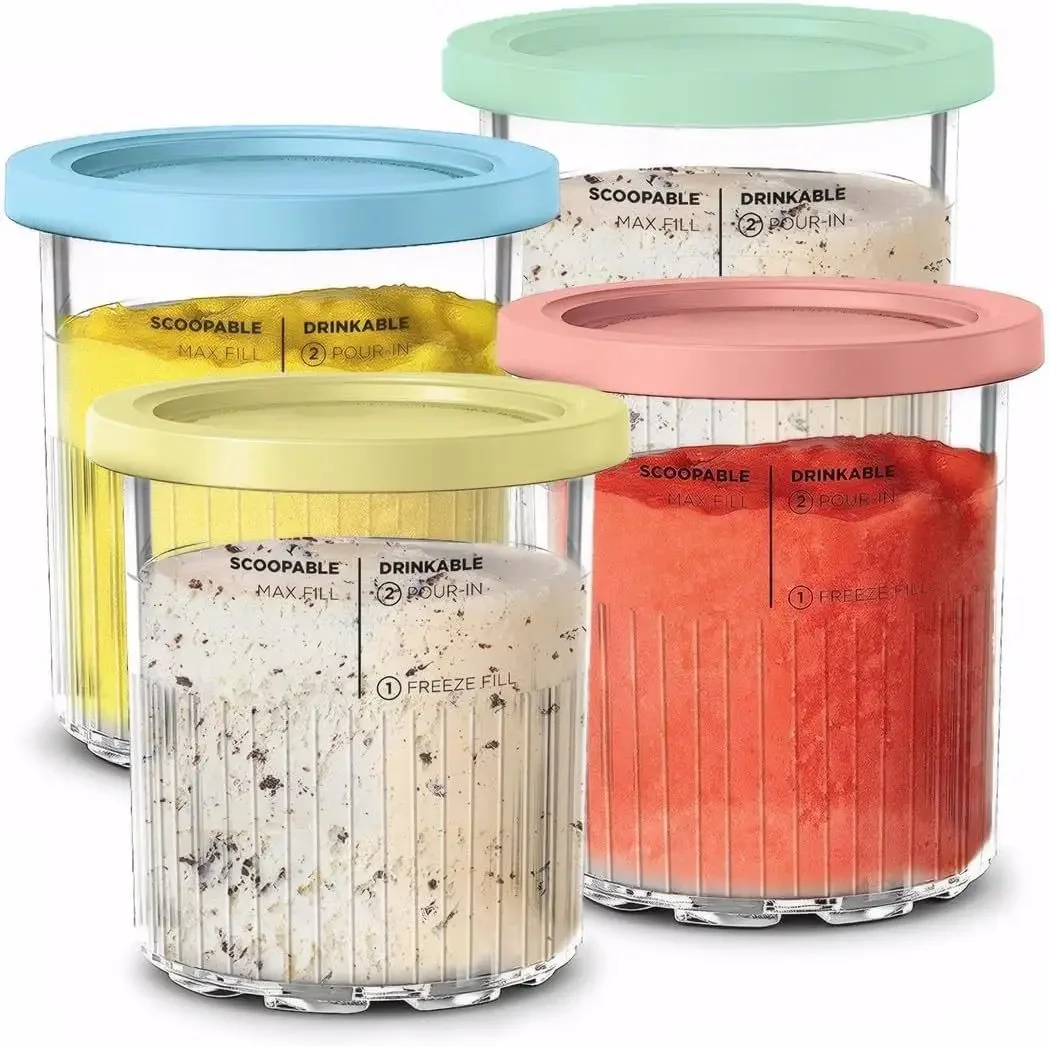 Ninja Creami NC500/501 Replacement Pints Lids Family Size Compatible Deluxe Ice Cream Containers Cups Set for Creamy Treats