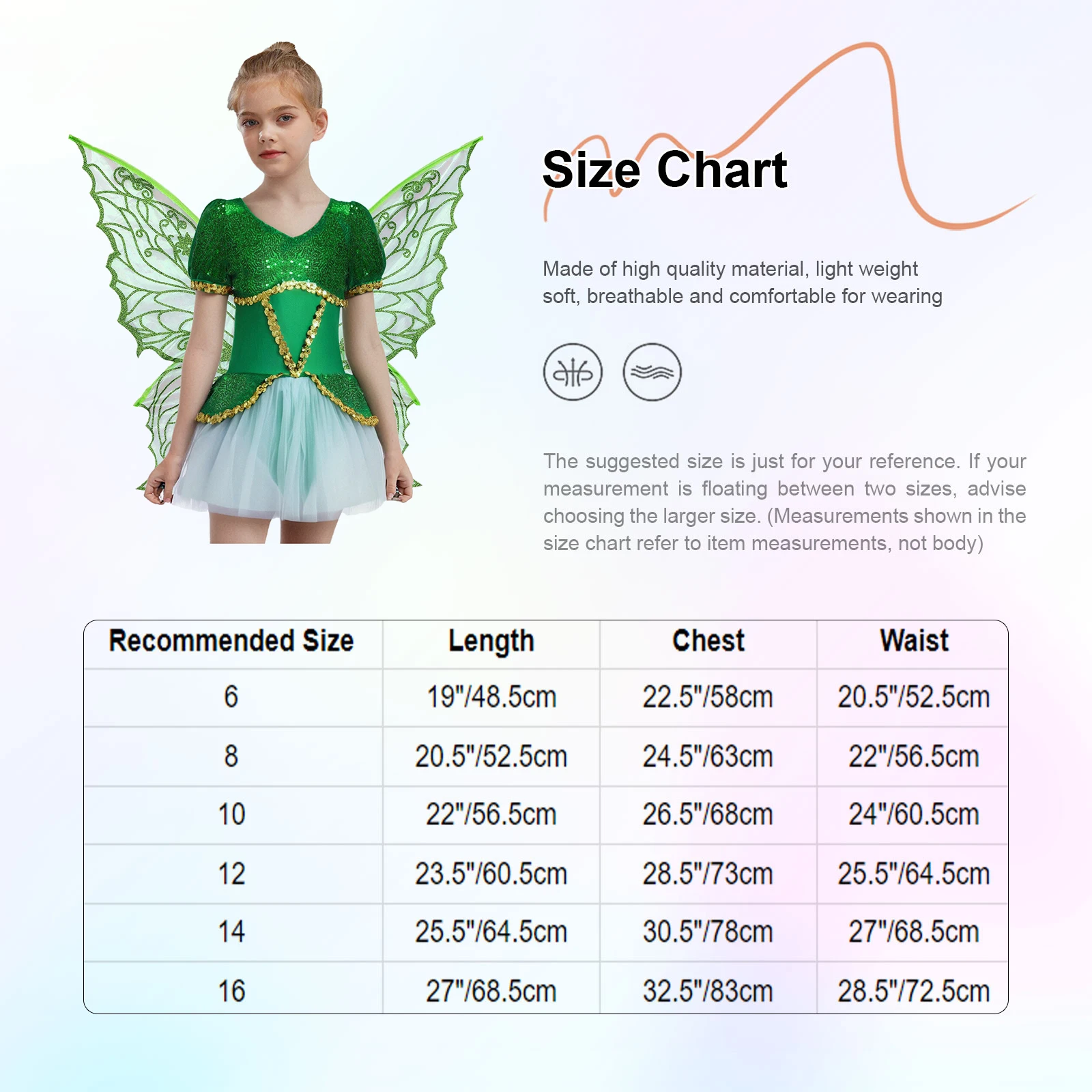 أطفال بنات الجنية زي فستان بتصميم حالم بلا أكمام الخصر الذهب حزام شبكة غير النظامية هيم المدمج في ملخصات فستان مع أجنحة الجنية #6