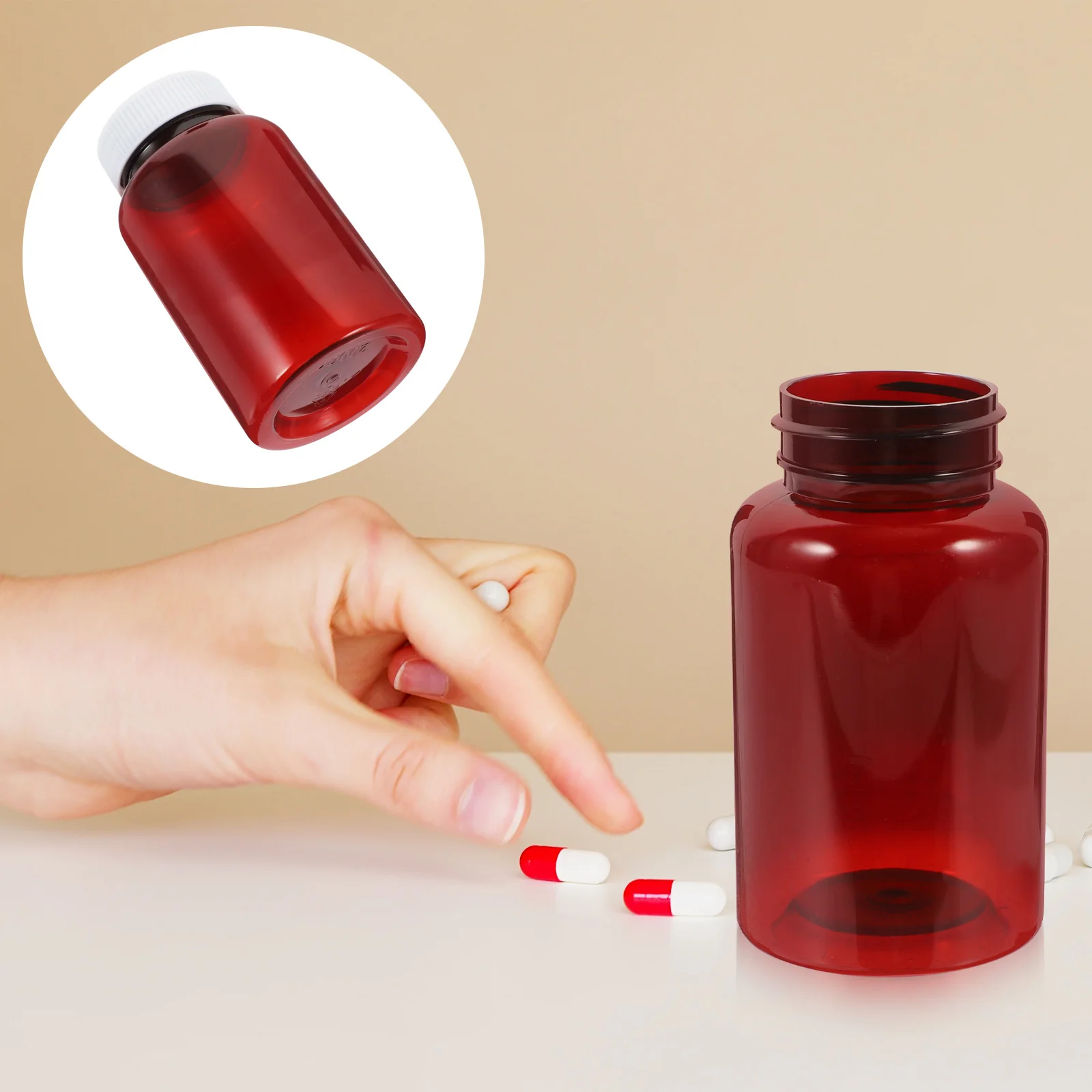 

6 pcs Amber Plastic Pills Bottles Leak-Proof Medicine Container Portable Empty Storage For Travel Pet Bottle Lab