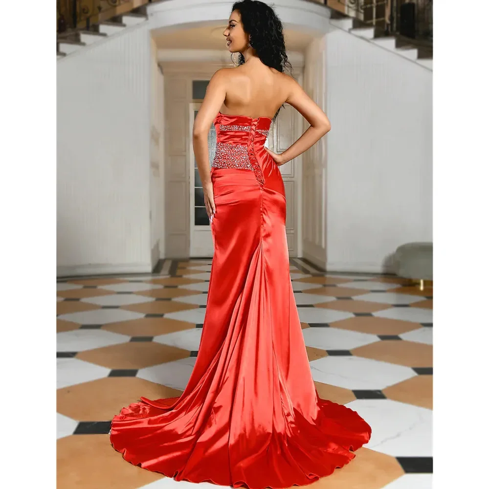 Fashion classic Red Sweetheart Sexy Mermaid Ball Dress 3D floral layered satin open back formal occasion party Evening dress