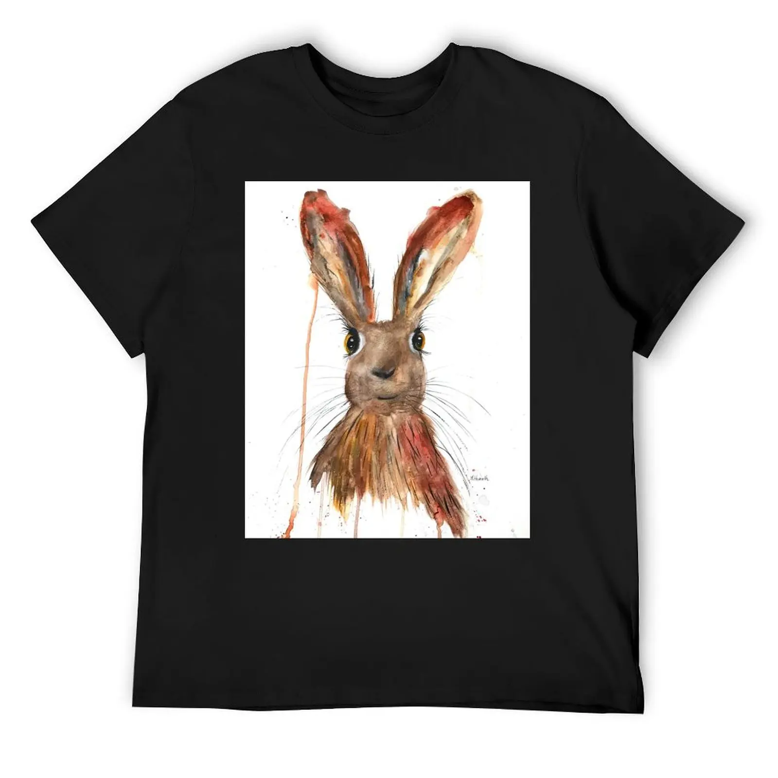 

Brown hare watercolour painting T-Shirt summer shirt cotton man t-shirts sports fans men workout shirt
