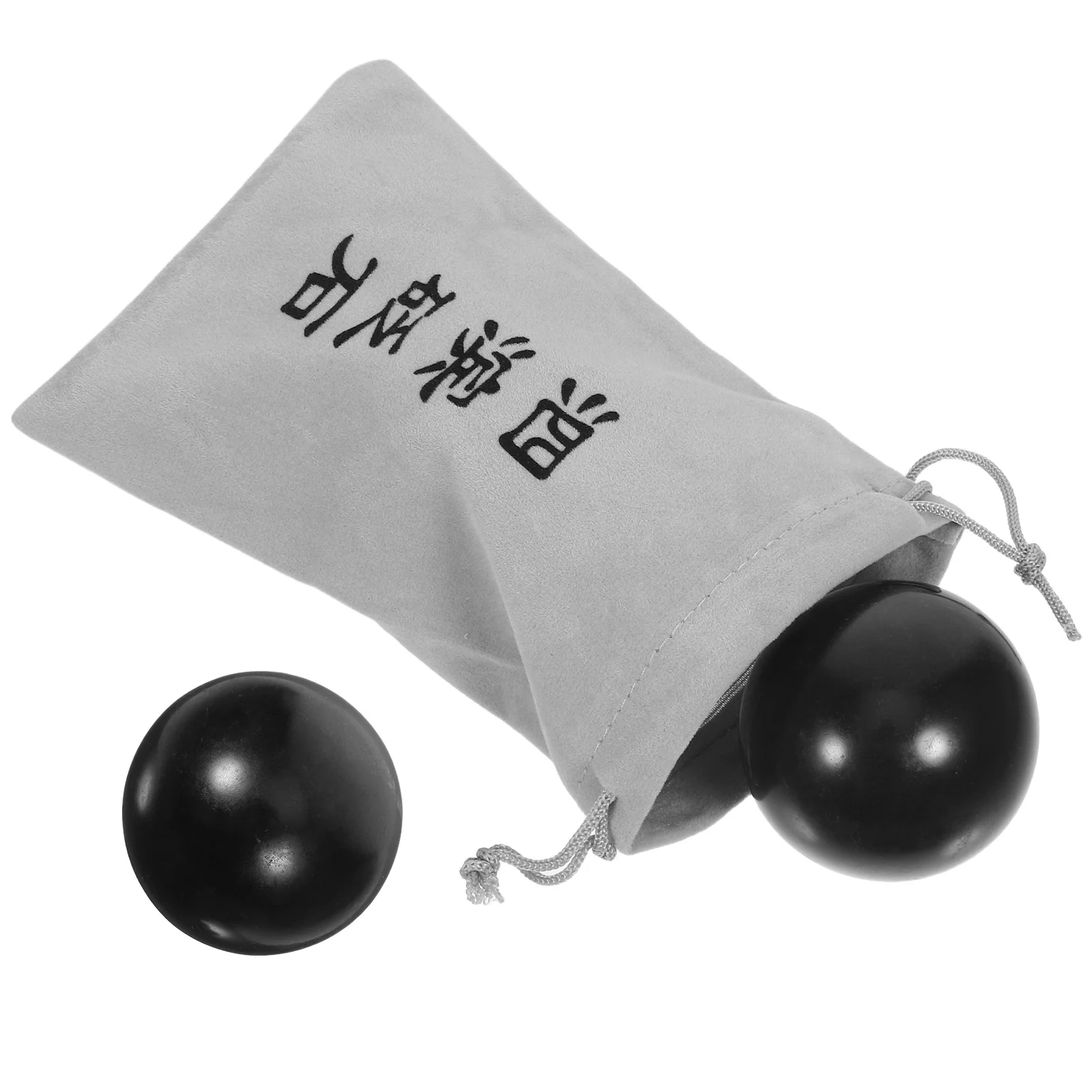 

2 шт., китайские гандболы из натурального камня Baoding, мячи для снятия стресса, черный портативный чехол для переноски для офиса и дома