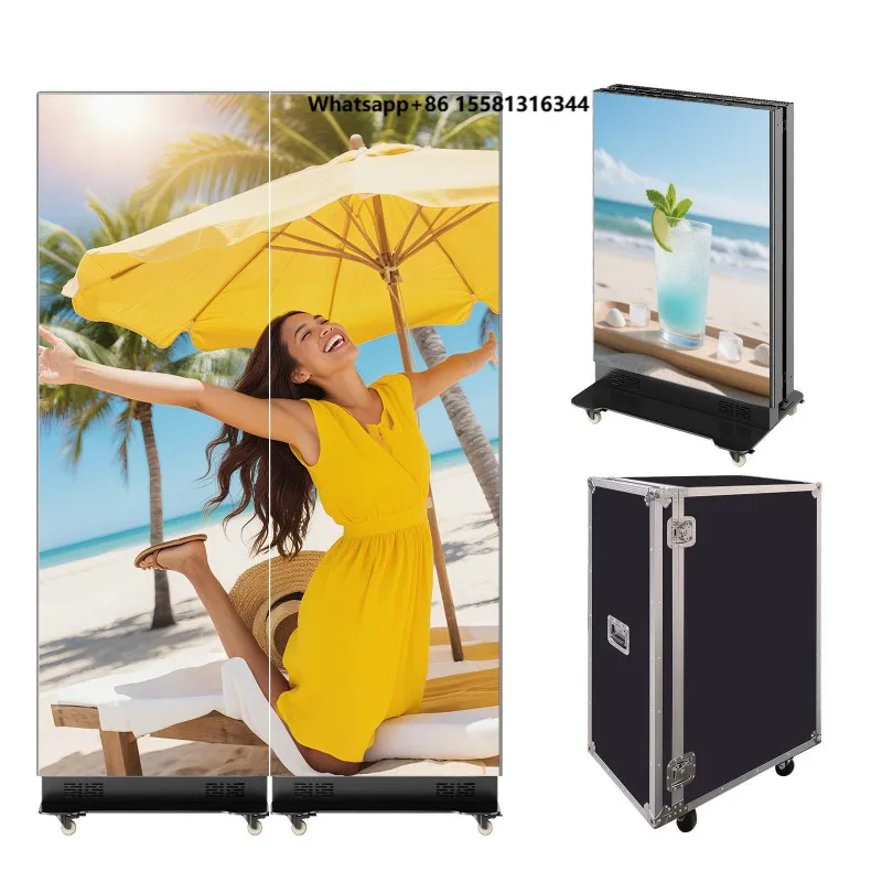 YINGLUX 80 Inch P1.86 GOB Foldable LED Poster Display - Seamless Splicing Digital Signage with Flight Case for Commercial Events