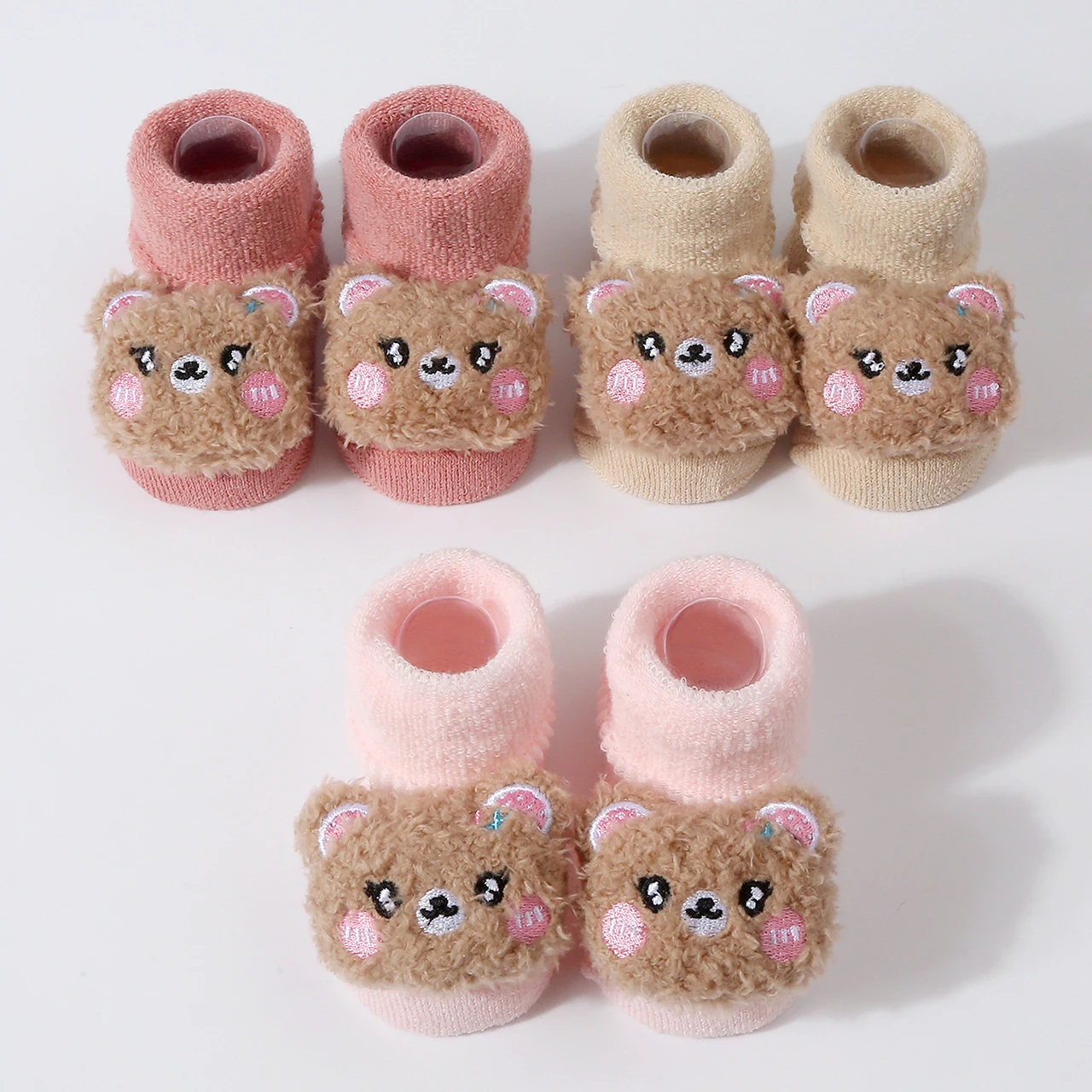 

Winter Baby Plush Socks Thick Fleece Looped Non-slip Floor Socks Cute Bear Doll Newborn Thermal Footwear 0-3Year Kids Warm Socks