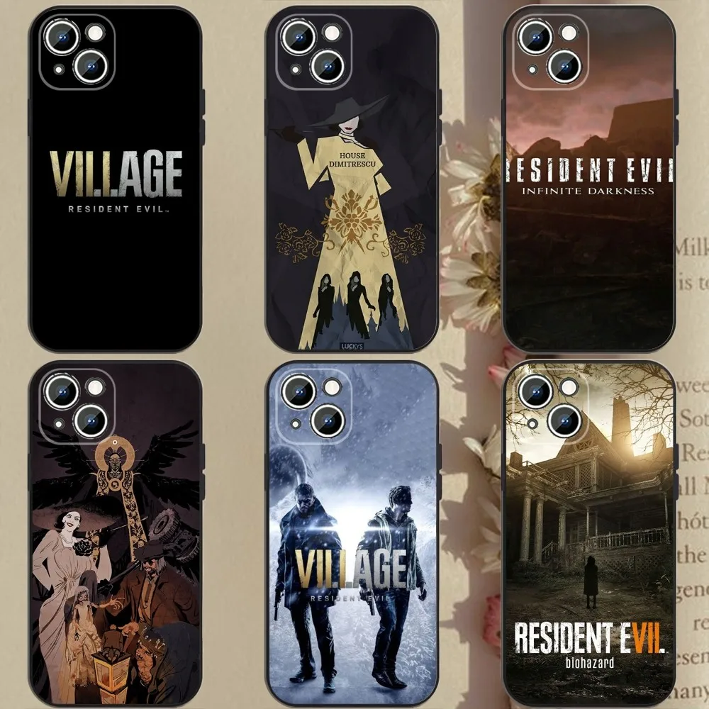 Game Resident E-Evil Village  Phone Case For Apple iPhone 15,14,13,12,11,XS,XR,X,8,7,Pro,Max,Plus,mini Silicone Black Cover