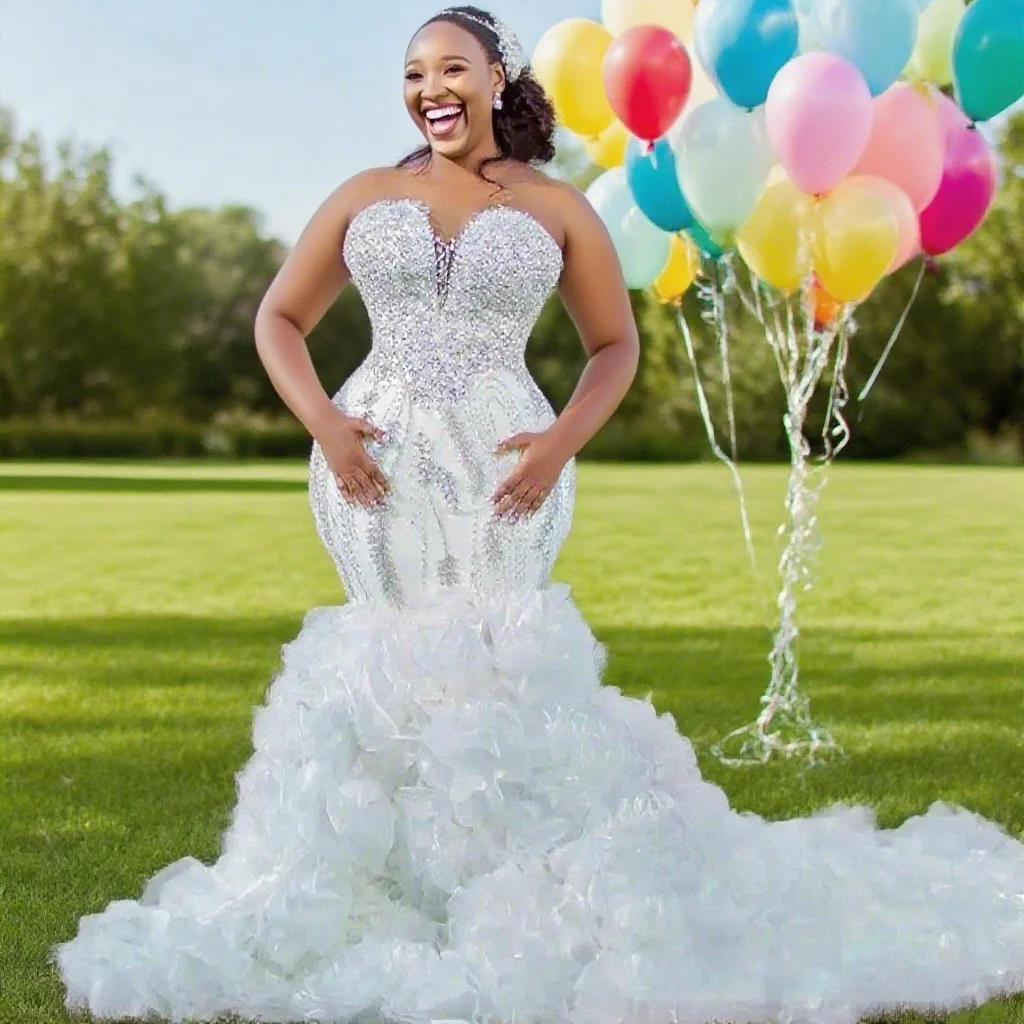 

White long Mermaid Bridal Wedding Dresses For Black Girls Vintage Lace Applique Vestido De Noival Customized