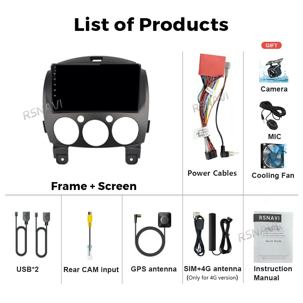 Android 16 Carplay Auto 2K Screen Car Radio Multimedia Player For Mazda 2 2007-2014 WIFI+4G Autoradio Stereo 2din Snapdragon view 6