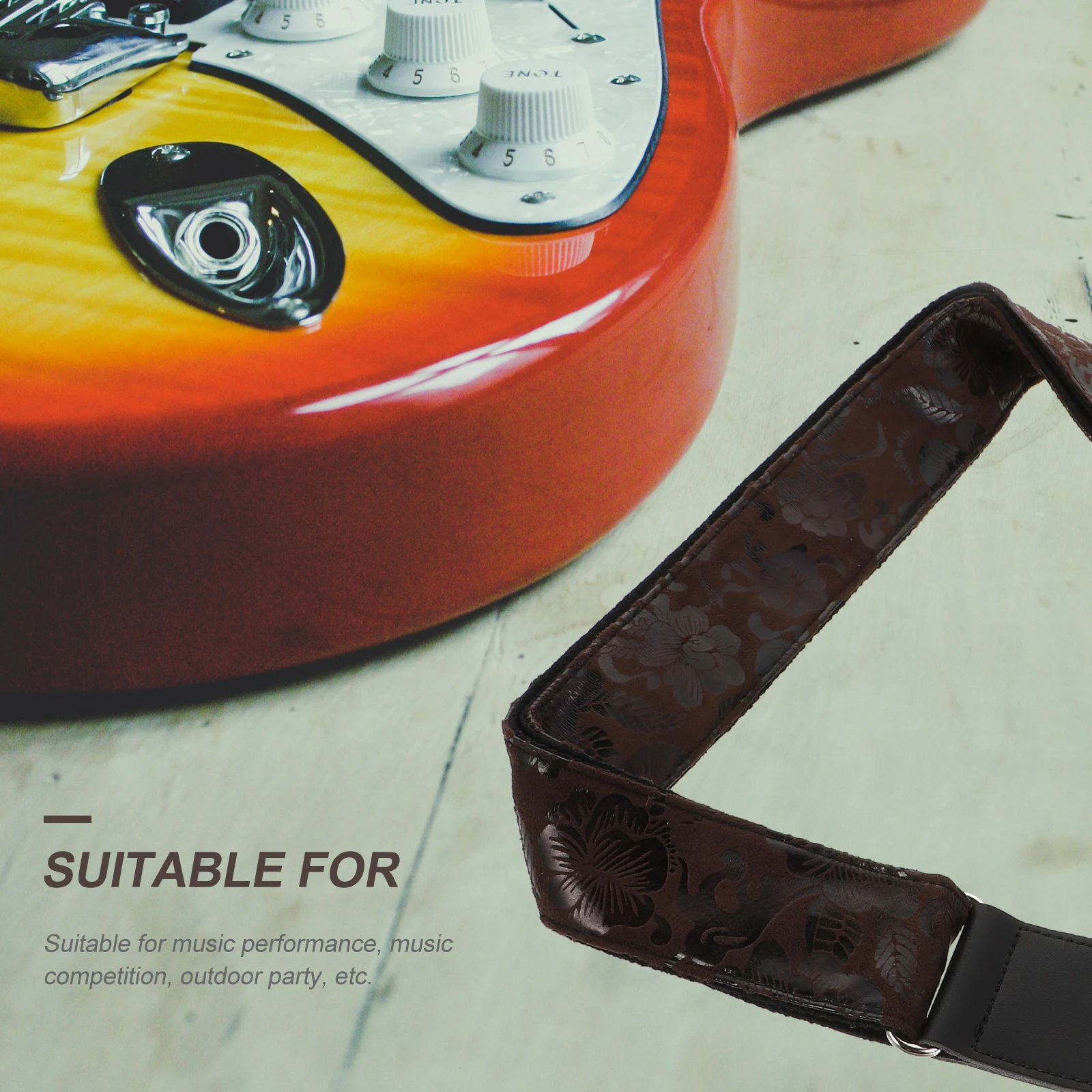

1pc Adjustable Guitar Durable Bass Strap Embossing Design Wear-Resistant Shoulder Belt For Electric Guitar Musical