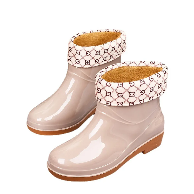 Rain Boots Women Low Anti-slip Fashion Kitchen Ladies Rain Shoes Short Fashion Water Shoes Oxfords Wearable Adult Water Shoes