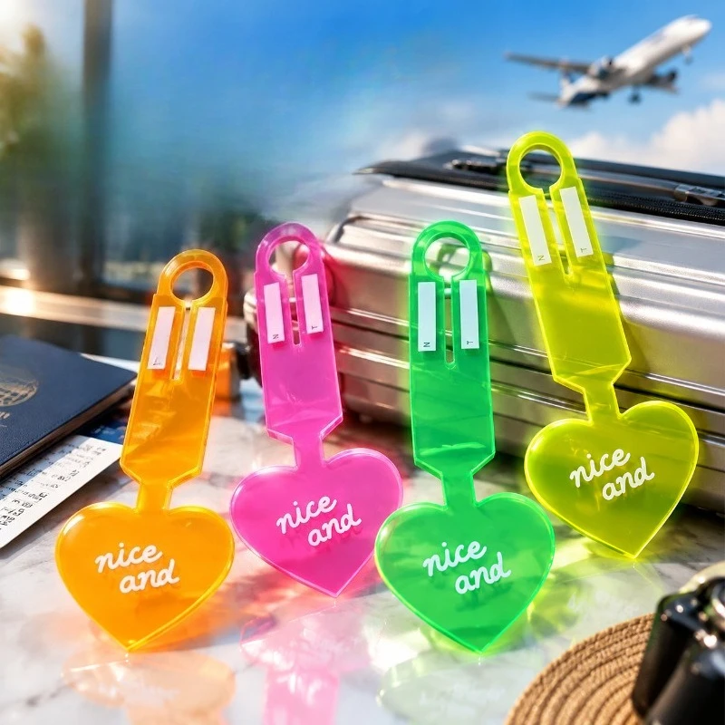 Cute Heart Soft Transparent Luggage Tag - Travel Suitcase Name Tag for Men And Women
