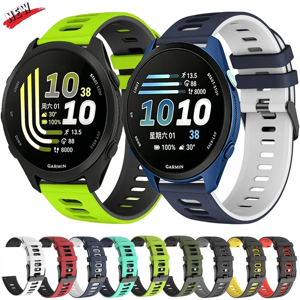 22mm 20mm Silikonarmband für Garmin Forerunner 170 70 55 165 970 570 965 Atmungsaktives Armband für Garmin Venu 4 3/Active 6 5 Gurt