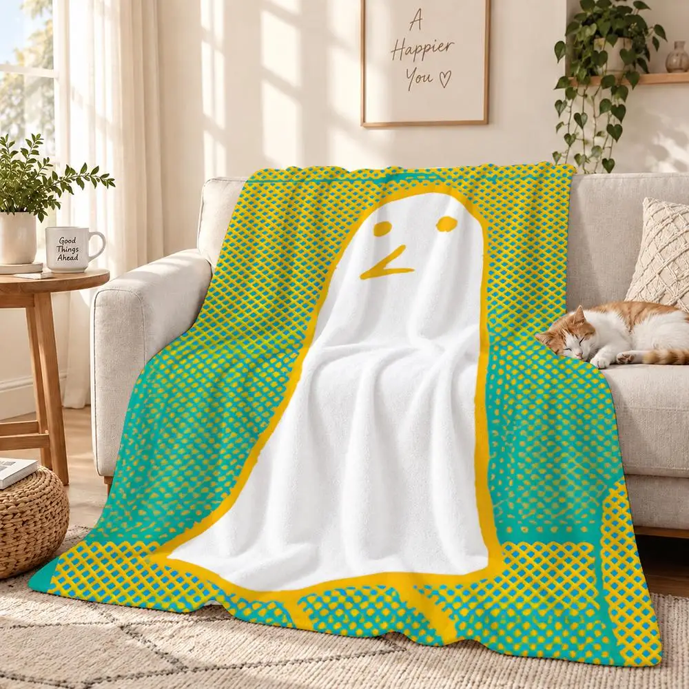 Goodnight Punpun Throw 240g Lightweight Flannel Blanket, Soft Skin Throw Blanket for Sofa Bedroom