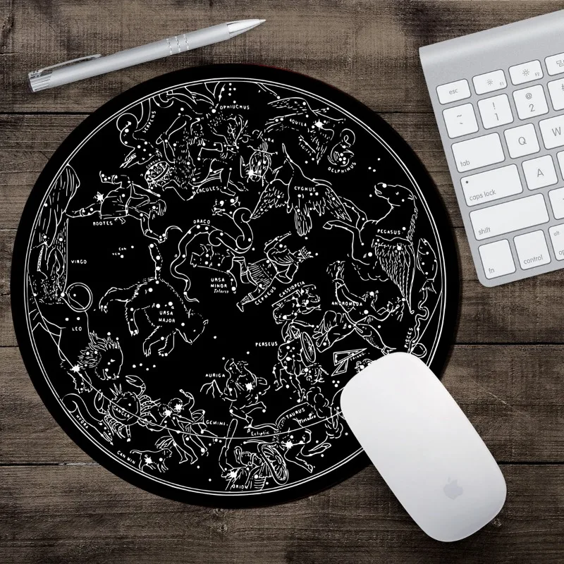 New Arrival Personalized Constellation Compass Mouse Pad Anti Friction Anti Slip Thickened Round Office Keyboard Table Mat