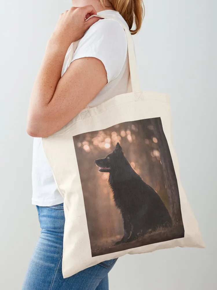 Majestic Black German Shepherd In Forest Tote Bag Custom bag shopper bag women Eco