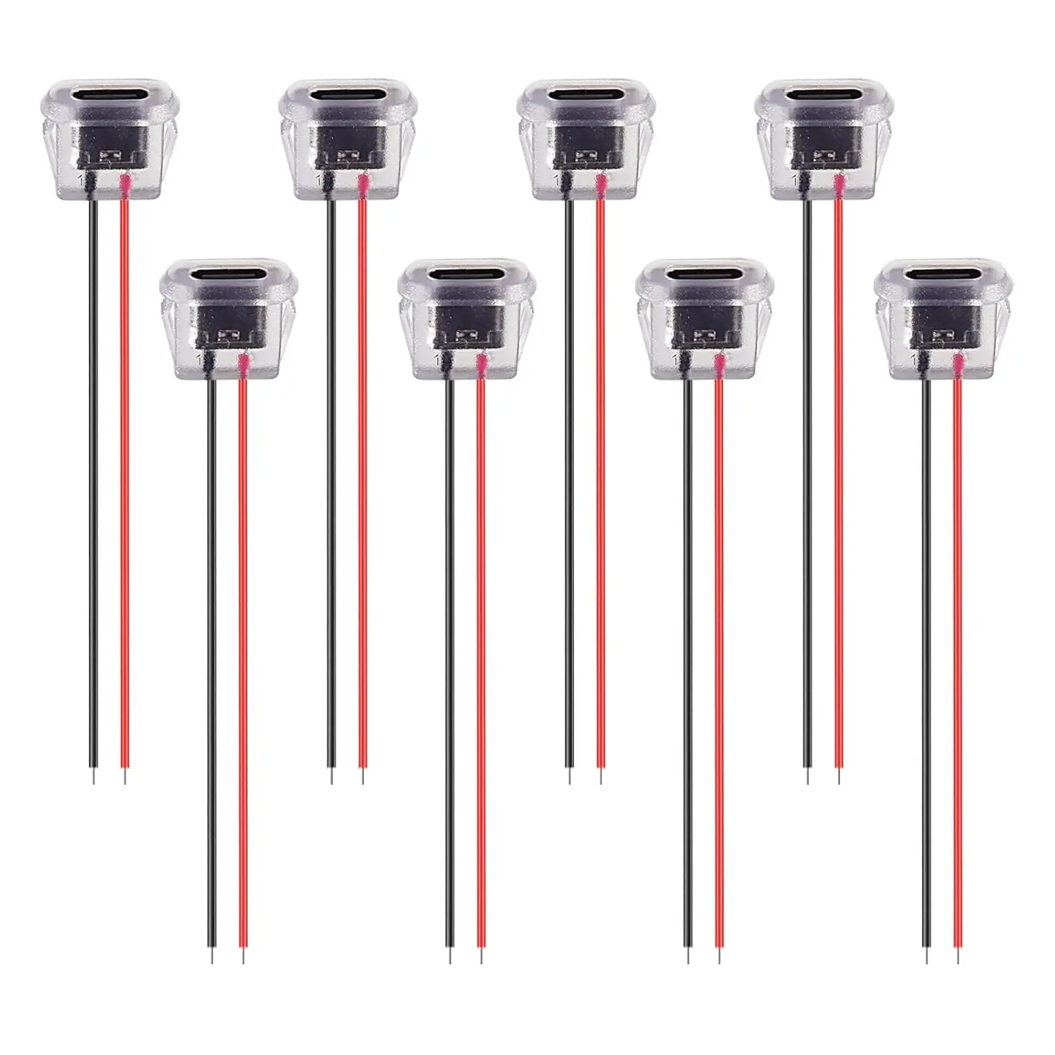 

8 шт. USB Type-C разъемы Type-C (гнездо) для корпуса, 3А, 2-контактные, без LED и клемм, с кабелем-удлинителем USB-C 24AWG, 3А, 2-контактный, под пайку
