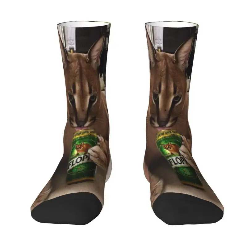 

Big Floppa Meme Dress Socks for Men Women Warm Fashion Novelty Funny Caracal Cat Crew Socks