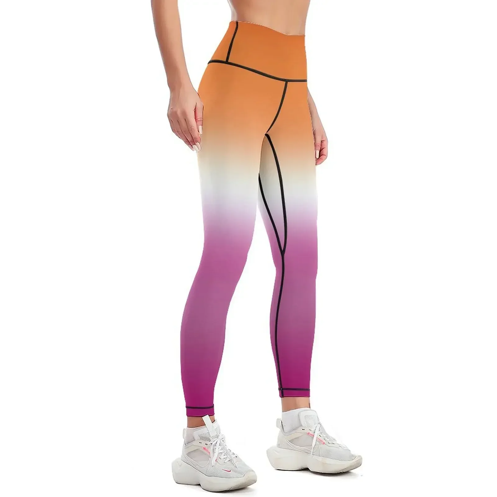 بديل جديد/البرتقالي مثليه العلم طماق متوهج الملابس الرياضية النسائية اللياقة البدنية طماق المرأة