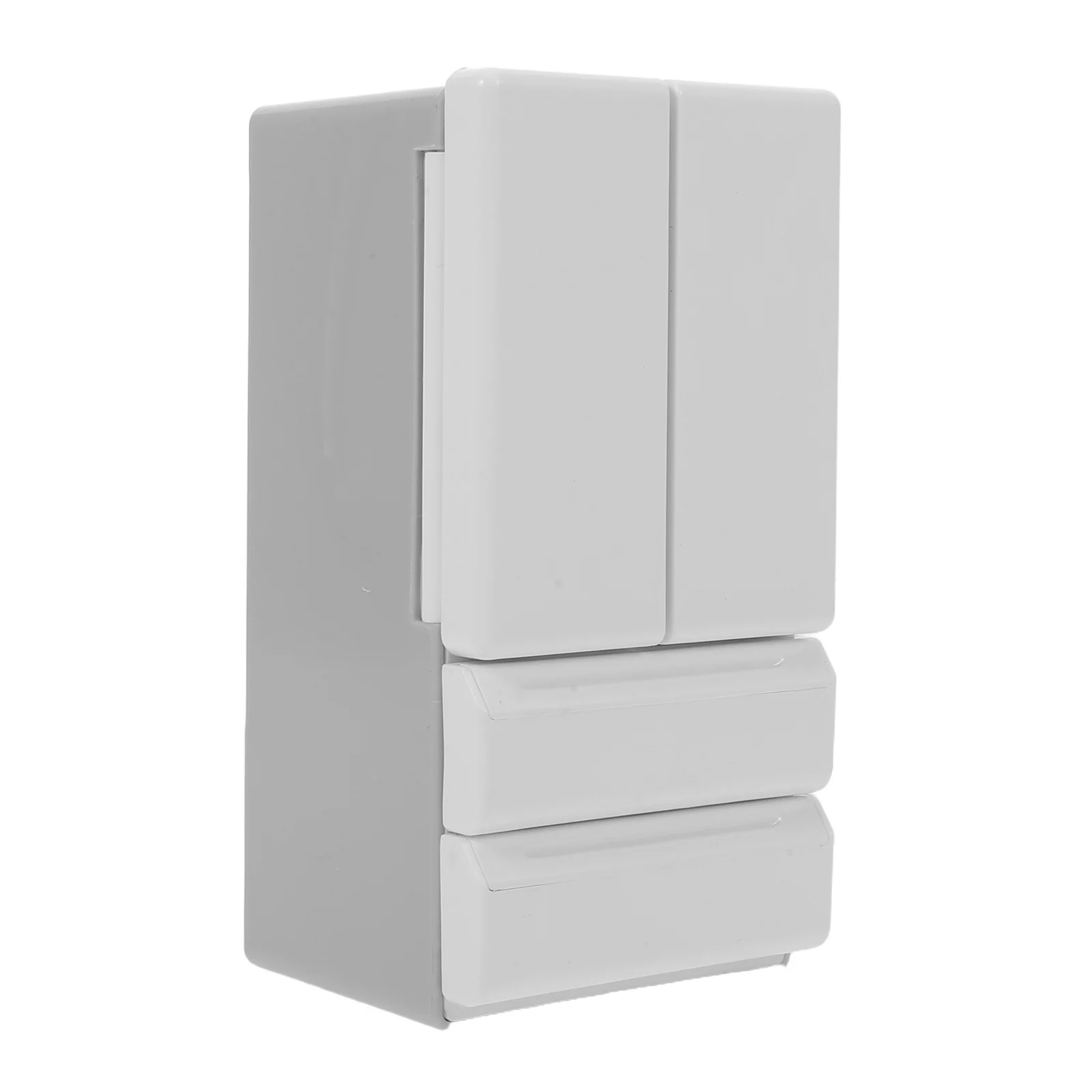 ثلاجة صغيرة واقعية لمطابخ بيت الدمى مع أبواب مزدوجة وظيفية وإعداد مدمج في غرفة اللعب التظاهري