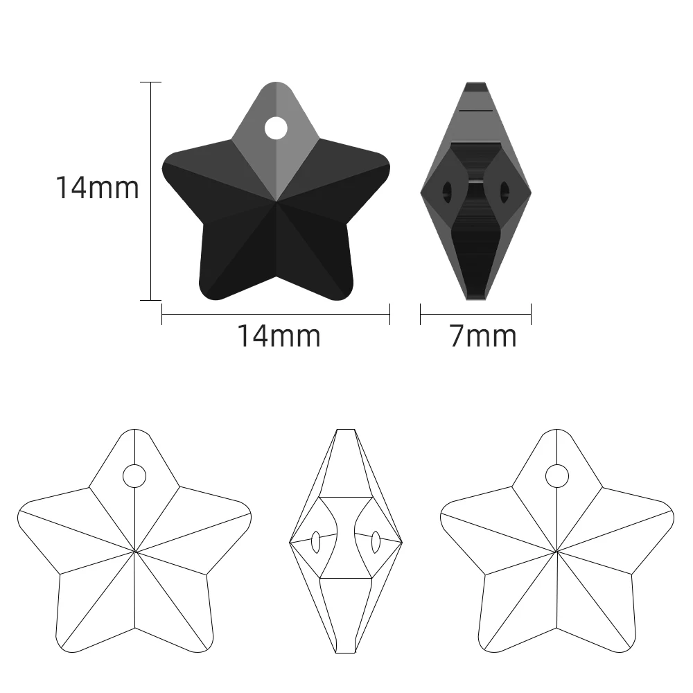 20Pcs 14mm Crystal Star Pendants Glass Loose Spacer Beads For DIY Jewelry Making Supplies for Earrings Necklaces Accessories