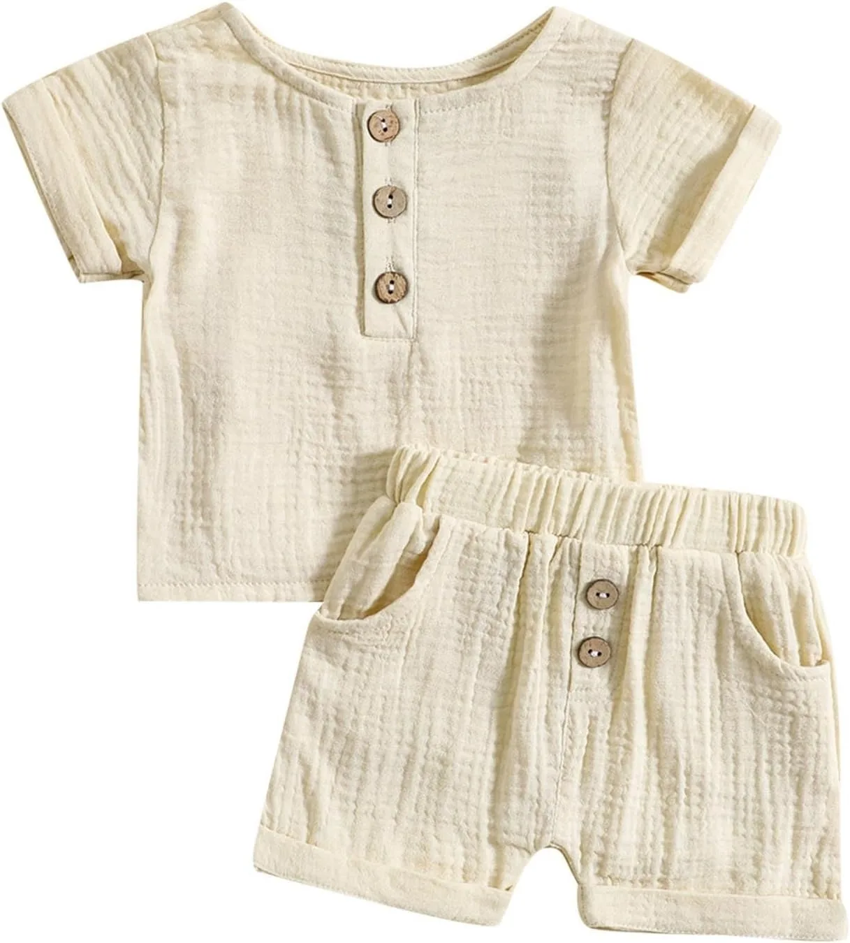 Baby boys girls solid Clothes Outfits Cotton short Sleeve Tops shorts 2pcs Set