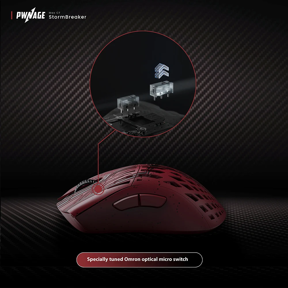 Pwnage StormBreaker MAX Lightweight Carbon Fiber Gaming Mouse Dual Mode Wireless PAW3950 Flagship Sensor 8000Hz Polling Rate