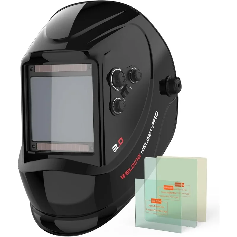 

Large Viewing Screen 3.93"X3.66" True Color Solar Power Auto Darkening Welding Helmet, 4 Arc Sensor Wide Shade 3/5-9/9