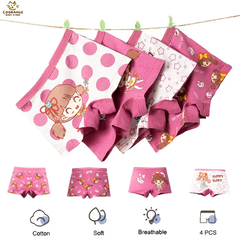 

5 шт. удобных трусов-боксеров для девочек из чесаного хлопка, двухслойные трусы с милыми персонажами из мультфильмов для девочек от 3 до 13 лет, нижнее белье