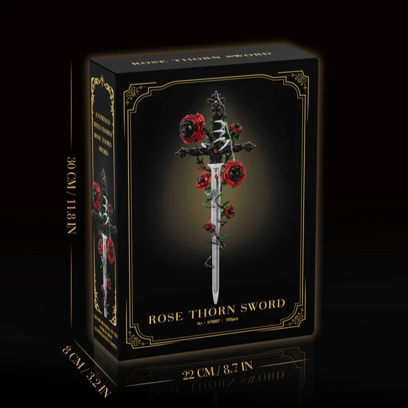 

Hanging Black Thorn Sword Rose Building Blocks Gothic Style Divine Sword Assembly Model Creative Dark Style Halloween Gift