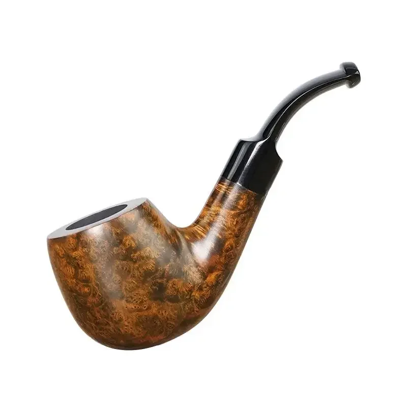 MUXIANG Hungarian big curve pipe handmade briar tobacco  curve handle saddle acrylic  mouth 9mm  channel Father gift