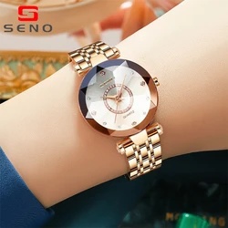 SENO Ocean Star Steel Band Women's Watch Fashion Crystal Ladies Quartz Relogio Feminino Female Montre Reloj Mujer Zegarek Damski