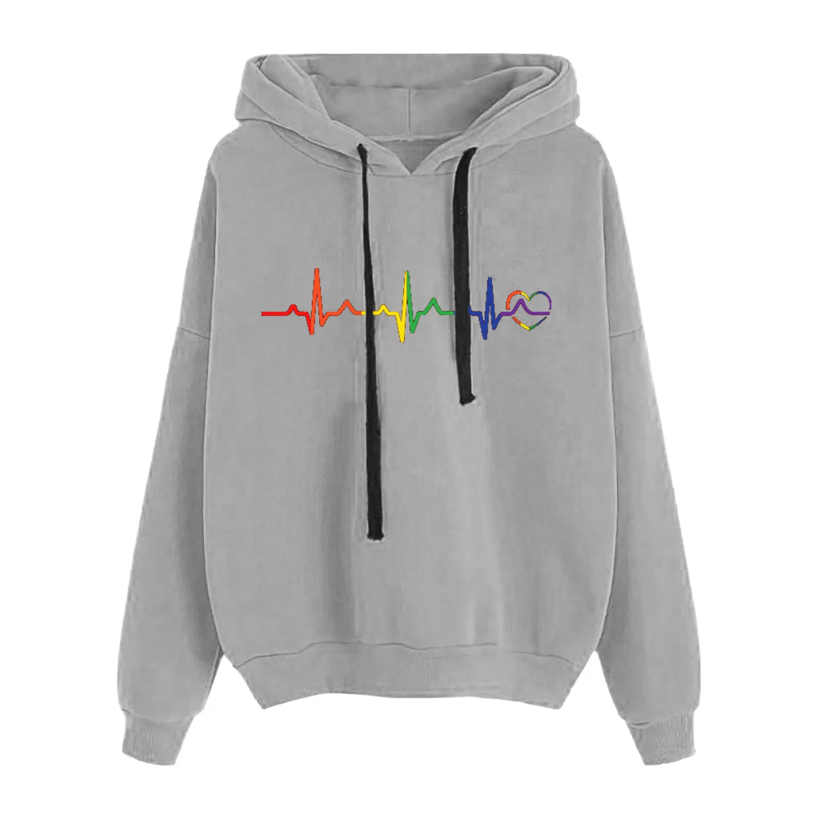 Damen lässig herzförmig bedruckte Kapuzen pullover lose Langarm Kordel zug Pullover Blusen modische Hoodies