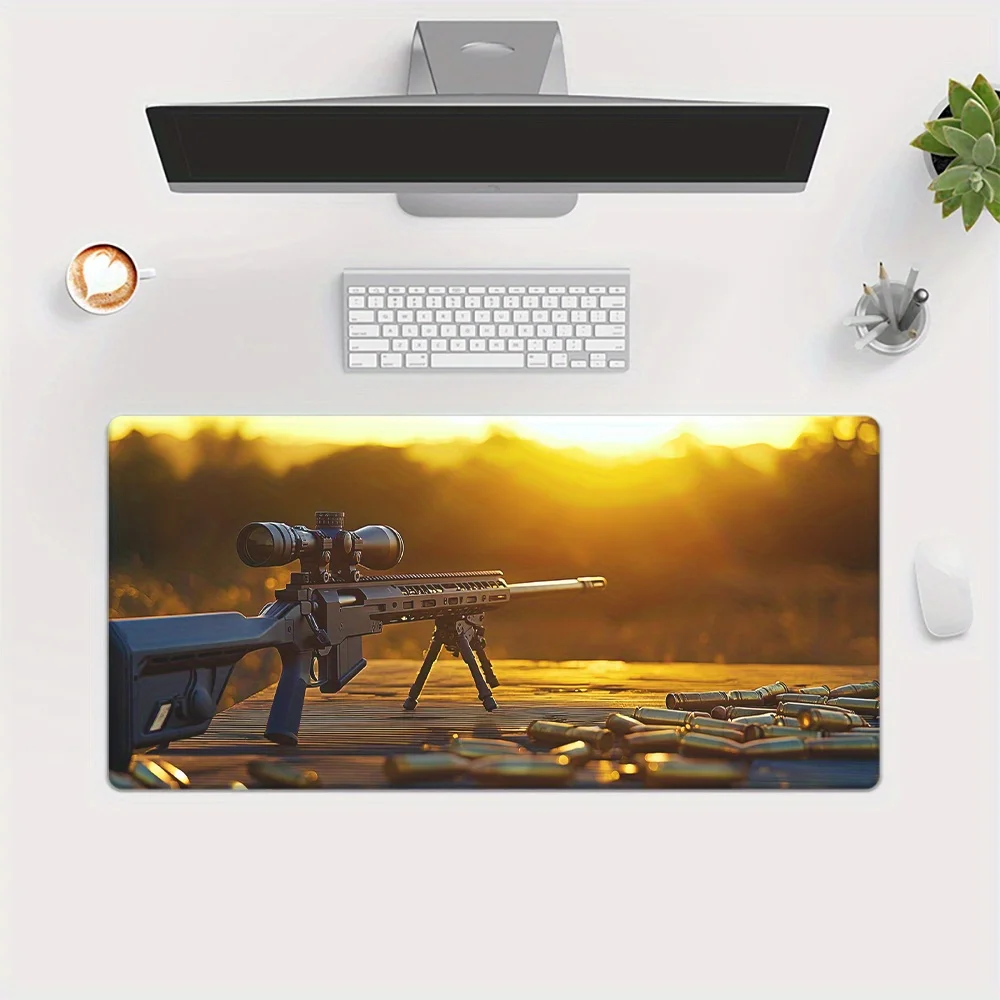 Sniper Rifle Mouse Pad Durable Rubber Anti-Slip Gaming Desk Mat for PC Computer Users