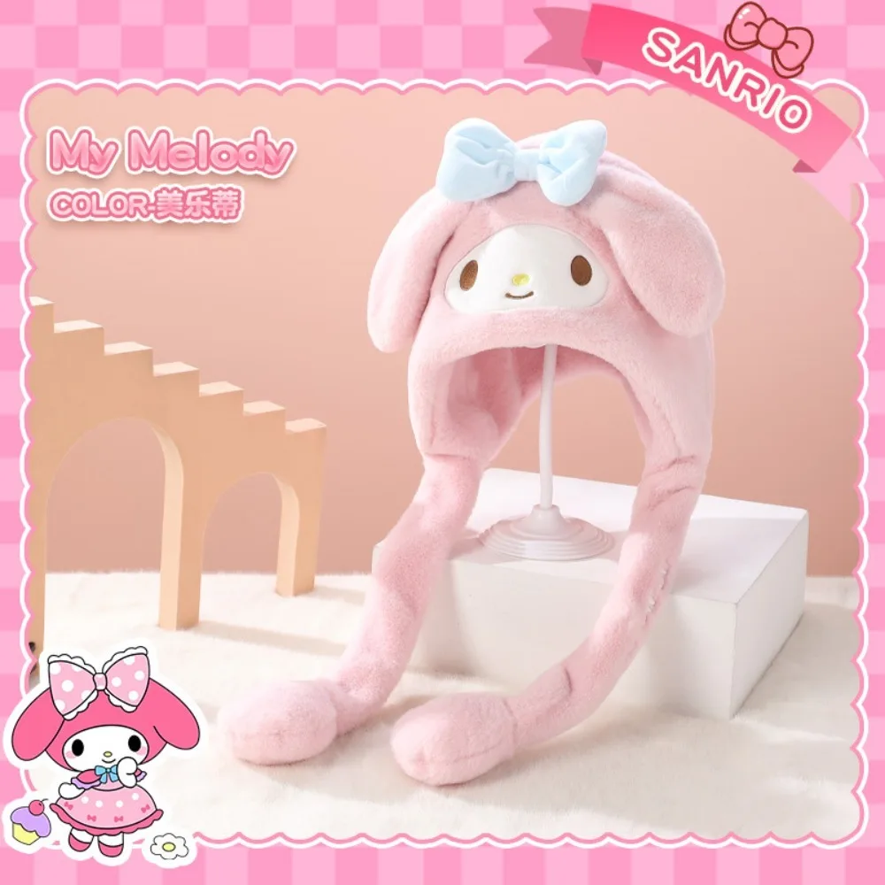 Sanrio Adult Hat Women's Fashion Autumn/Winter Cold Protection Warm Cartoon Cute Plush Korean Pneumatic Ear Cap
