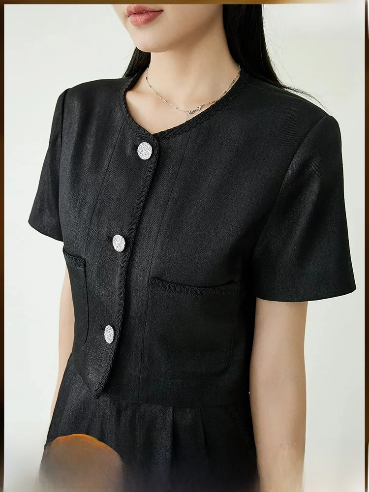 

MeiYang Embroidered Short Sleeve round Neck Flashing Light City Top Lightweight Chinese Style Women's Fashion Summer Outerwear