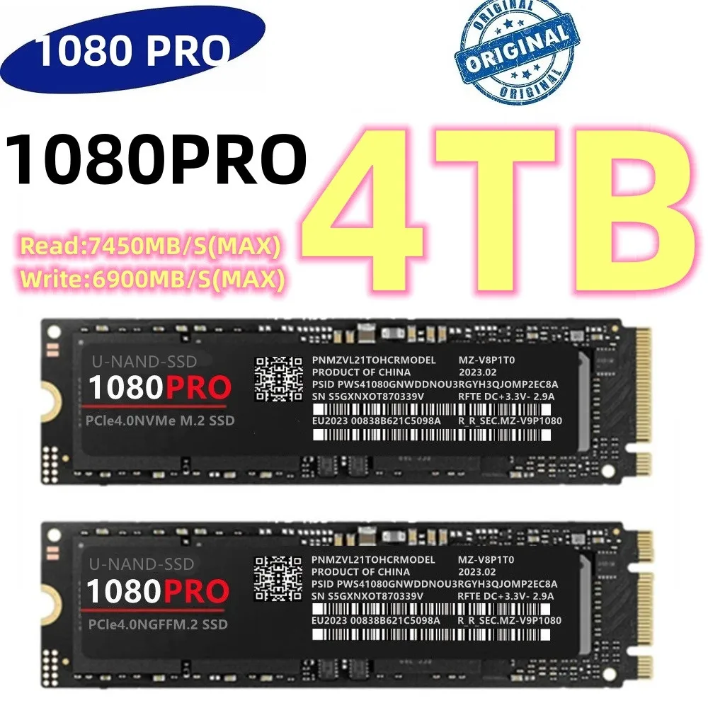 

New 1080 PRO V-NADA PCIe 5.0 NVMe 4.0 M.2 2280 990 1TB 2TB 4TB SSD Internal Solid State Hard Drive MLC PC PS5 For Computer