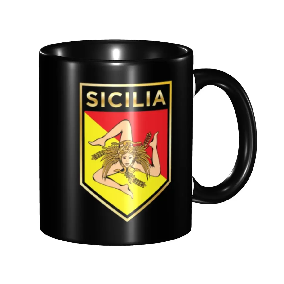 Sicilan Shield Coffee Mugs DIY Personalized Trinacria Sicily Flag Ceramic Mug Cup Creative Gift