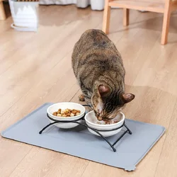 Silicone Dog Cat Bowl Mat Non-Stick Pet Fountain Tray Food Pad Puppy Dogs Feeding Drinking Mat Easy Washing Placemat