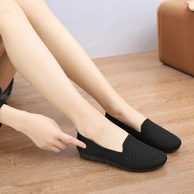 New Women's Shoes Mesh Breathable Sneakers Light Slip on Flat Platform Casual Shoes Ladies Anti-slip Walking Woven Shoes Zapatos image 3