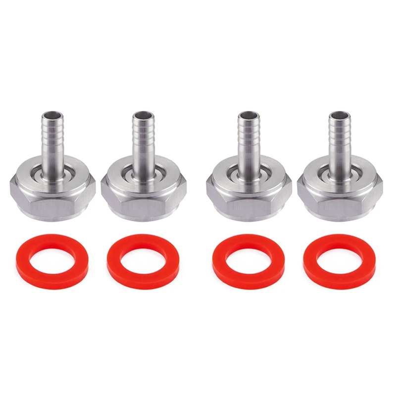 

4PCS Stainless Steel Beer Keg Coupler Fitting,Beer Line Connector Kit,Hex Nut 5/8 Inch G Thread X 5/16 Inch Barb