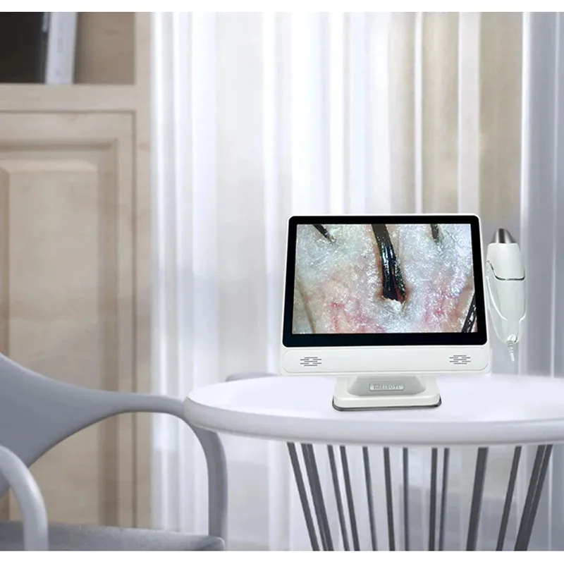 2024 HD Digitale Huidanalysator Professionele Haar Hoofdhuid Camera Detector Haarfollikel Olie Vocht Test Apparaat 10 Inch Huid Tester