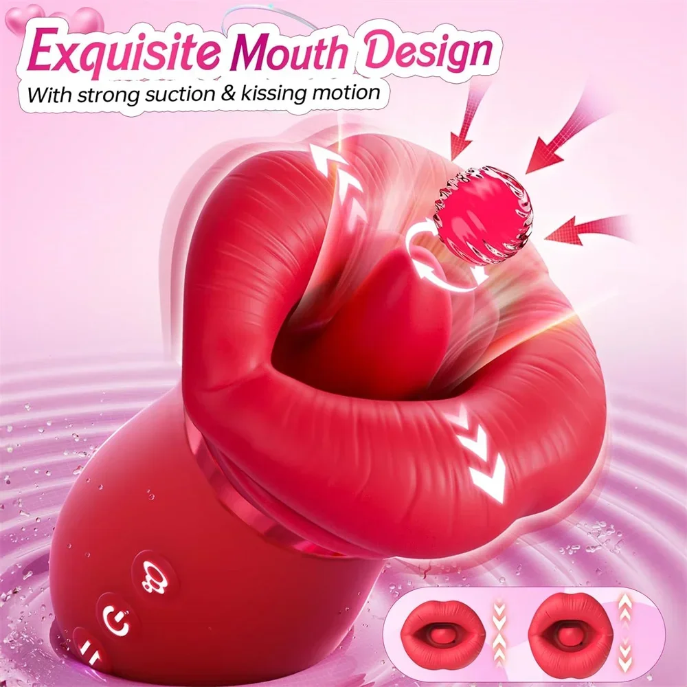 New Rose Tongue licking Oral Sucking Vibrator for Women Clit Stimulator Female Masturbation Sucker Sex Toy For Women JoinJJtoy