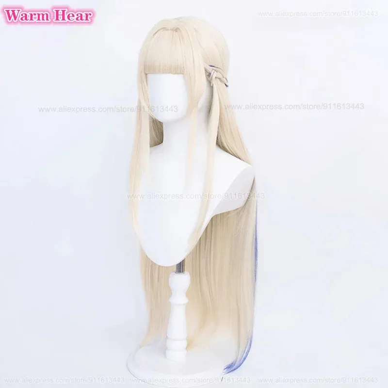 Новый! Длинные синтетические асума Токи, 90 см, косплей, аниме, молочно-золотые блики, синие прямые волосы, термостойкие парики для вечеринок + шапочка для парика