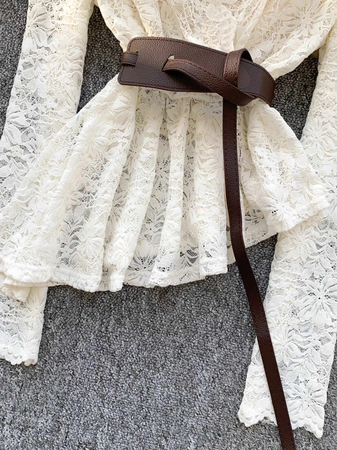 Coreano Sle Long Sve V-Ne Cardigan aperto in pizzo Faion da donna Top dimagrante Ele Pendolarismo irt Casual Loose Fit