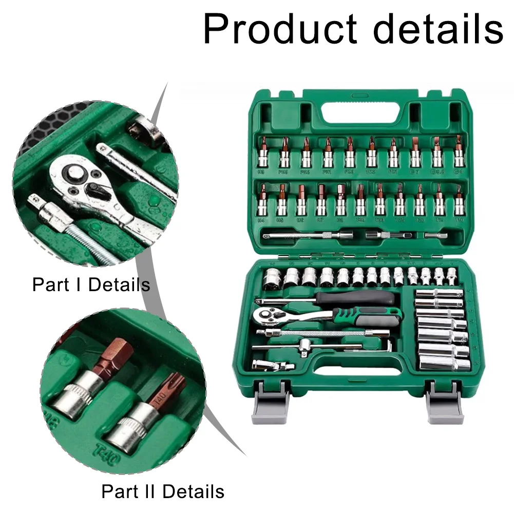 Ratchet Wrench Socket Set Repair Work Automotive Maintenance Extension Bars Premium Chrome Vanadium Steel Quick Release Switch