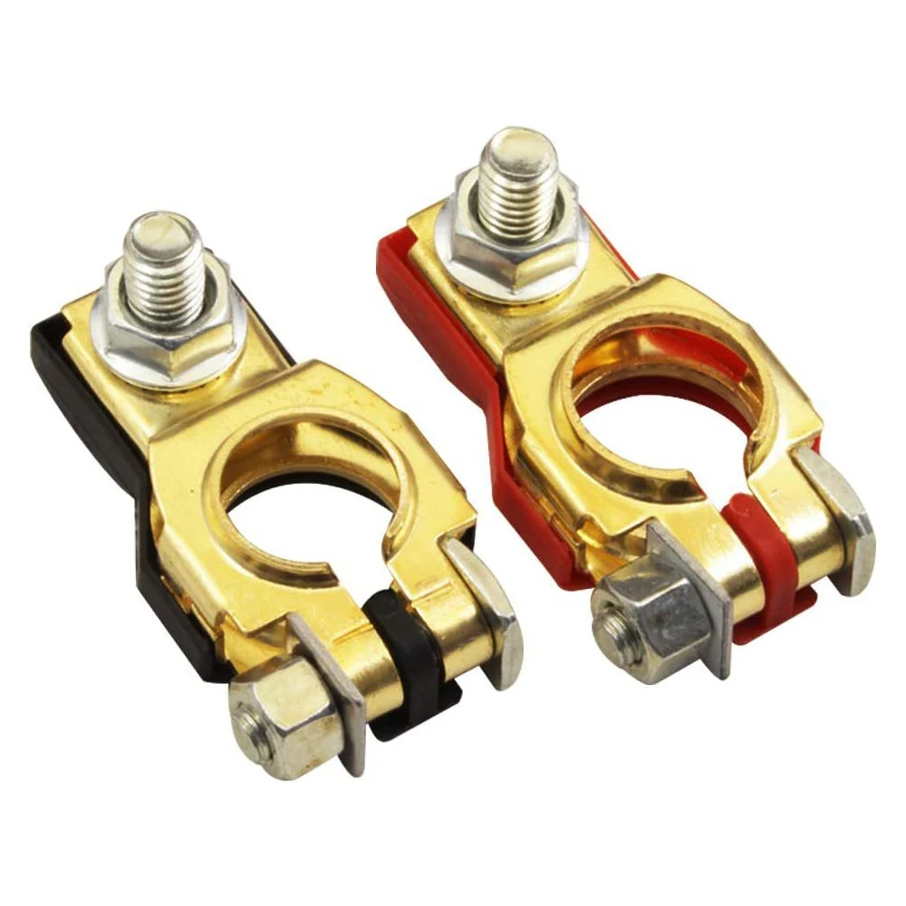 2pcs 12V 24V Battery Terminal Preservative Durable Quick Release Connector Top Post Positive Negative Wire Cable Clamp