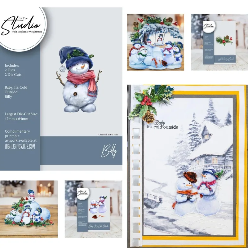 Troqueles de corte de metal Frosty Gathering Nested Snowballs para manualidades DIY, álbumes de recortes, plantillas de corte y plantillas para álbumes de fotos
