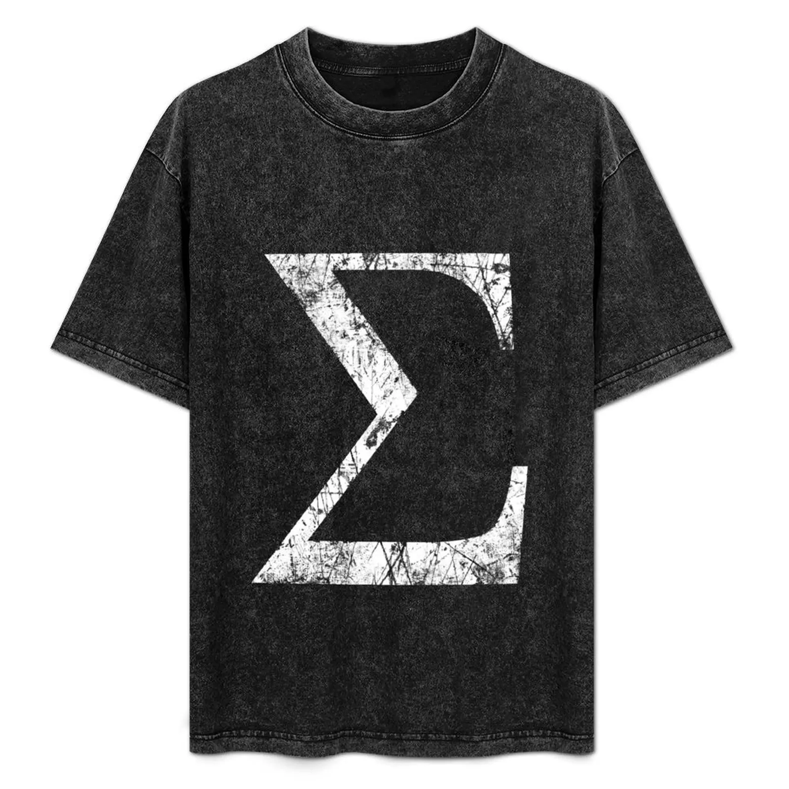 Sigma Greek Letter Symbol Grunge Style T-Shirt man clothes plus size clothes men t shirts